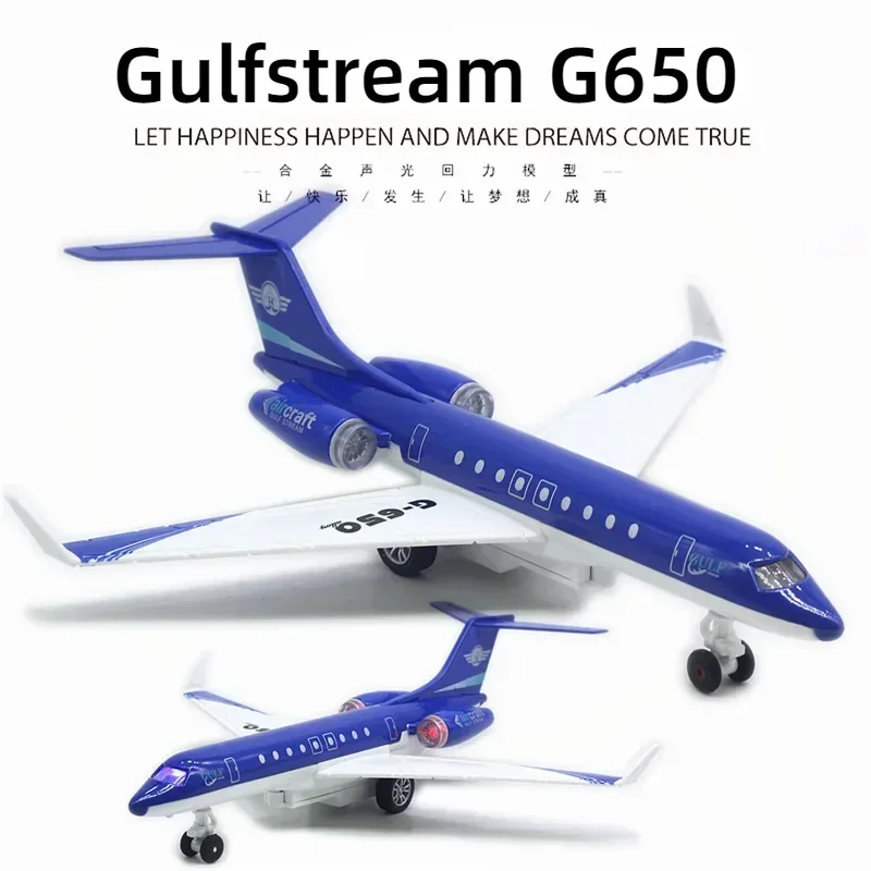 25.5CM Alloy Gulfstream G650 Business Jet Model with Display Stand Three Lights ARJ21 Children's Gift Recommendation Toys