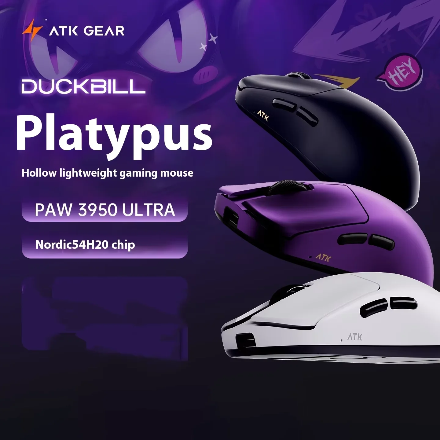 

ATK Ray Kong Platypus Ultra Non-Porous Lightweight Gaming Mouse Wireless Gaming Mouse Dual-mode Ergonomics And Long Battery Life