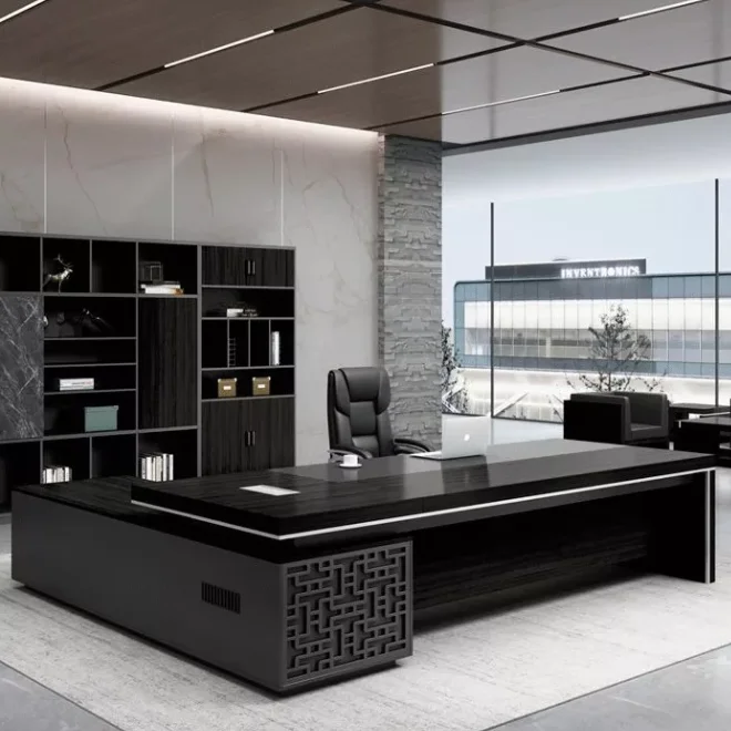 *Luxury Modern Wooden L-shaped Executive Desk with Locking Drawers, Large Ceo Office Table for Manager Boss Office