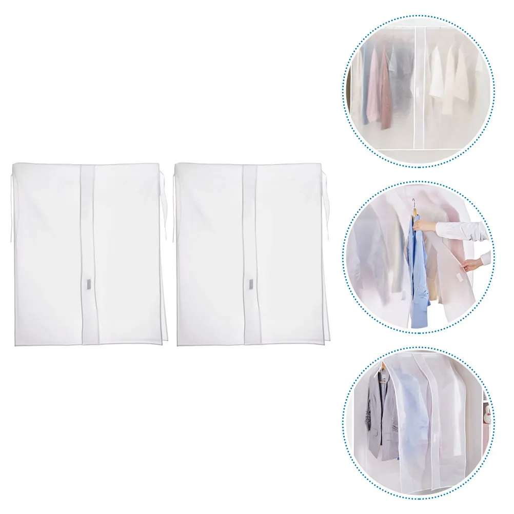 

2pcs Garment Rack Peva Waterproof Protector Dustproof Coat For Home Closet Storage Reusable Sealed Wardrobe Sticky Buckle