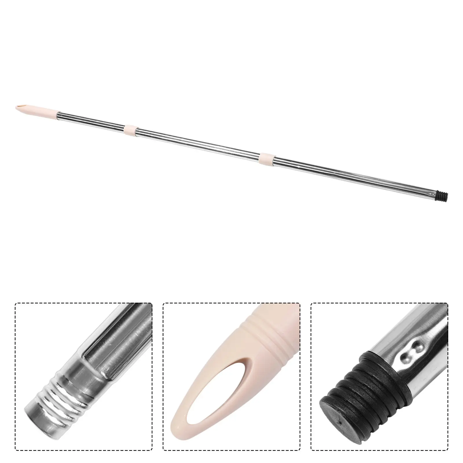 Three-Section Stainless Steel Universal Mop Handle Protective Cover Threaded American German Italian Broom Rod Replacement