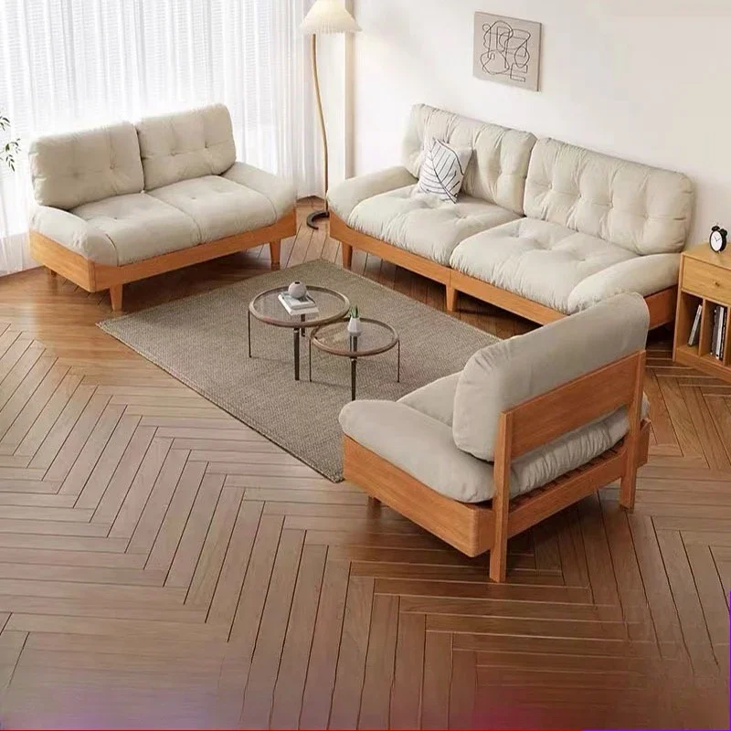Legno massello, divano nuvola, legno di ciliegio, nordico, tronchi, soggiorno singolo e doppio, piccolo appartamento, tessuto tecnologico,