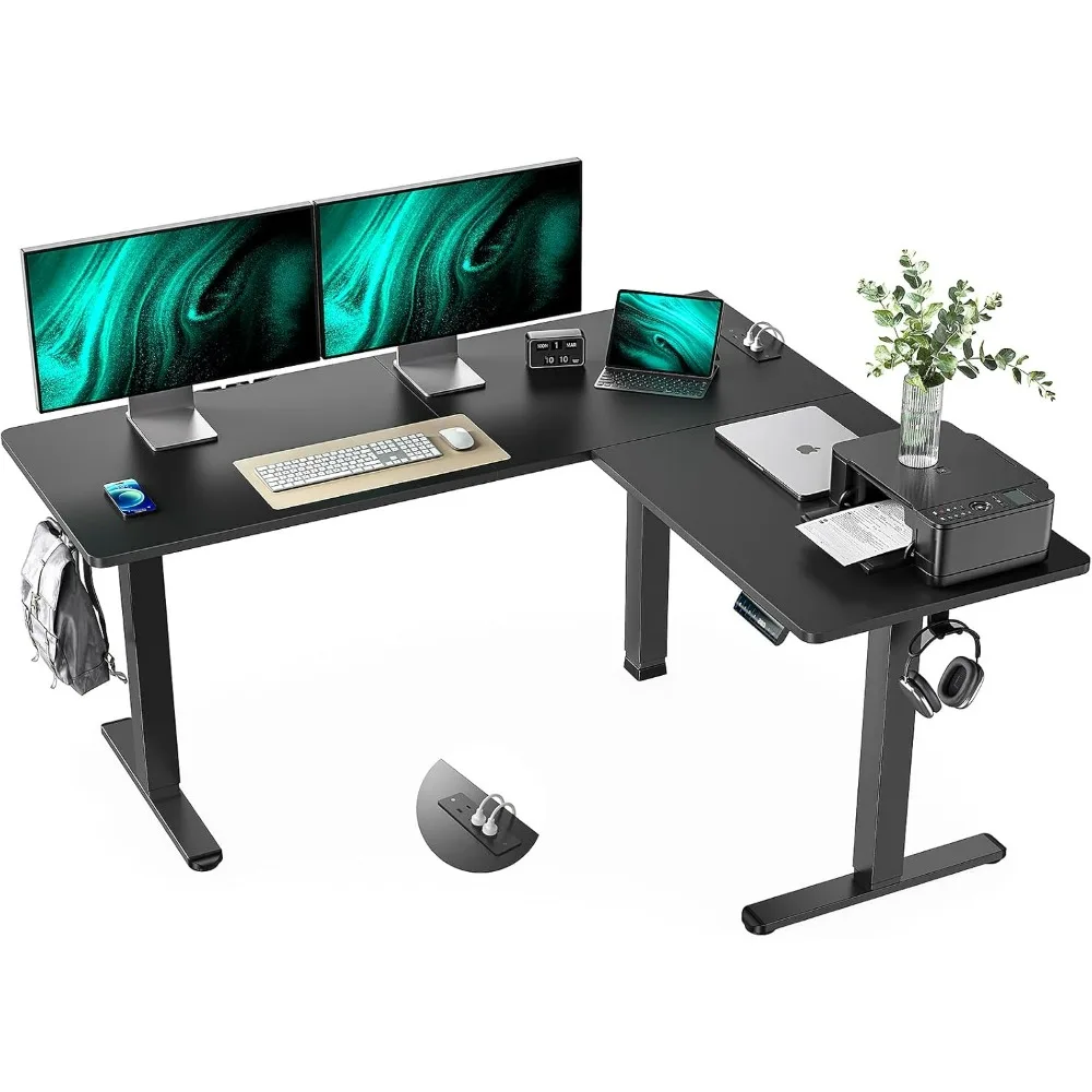 Standing Desk Adjustable Height With 4-in 1 Electical Outlet Table Stand Up Desk for Home Office Sturdy Writing Workstation Pc L