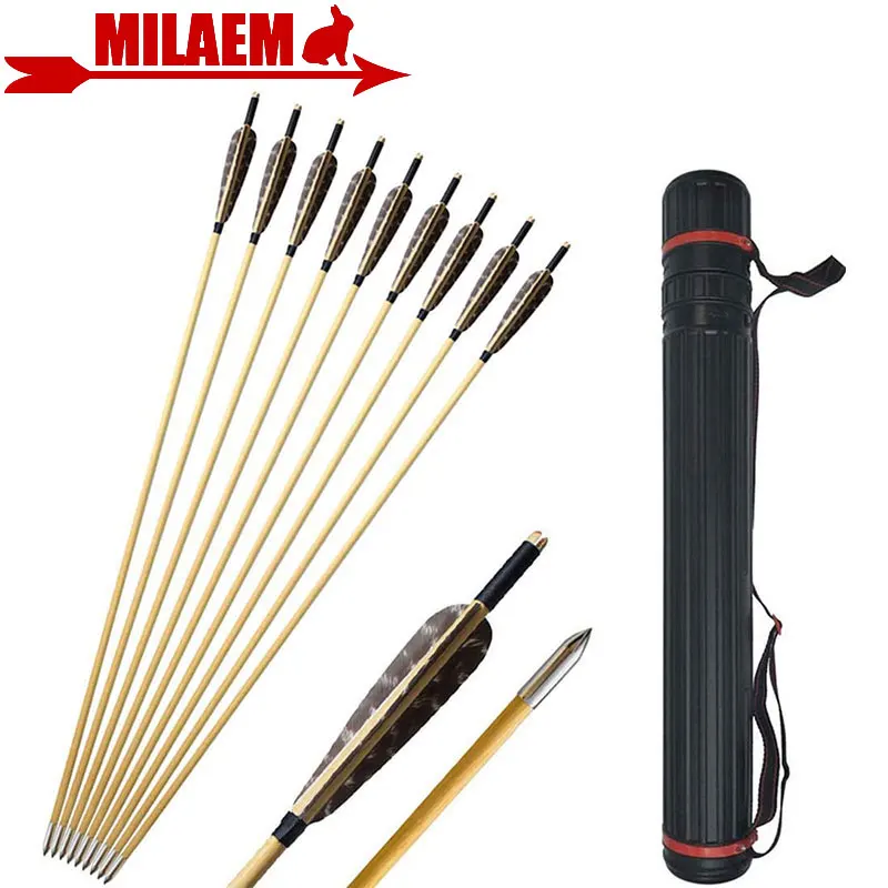 

Archery Wooden Arrows 31Inch With Fletching Arrow Quiver 5inchTurkey Feathers Longbow Compound Recurve Bow Hunting Accessories