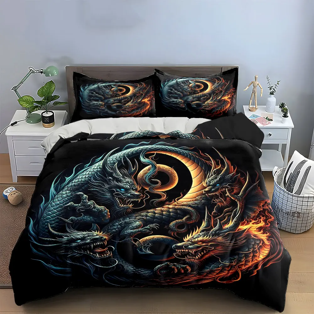 

"Dragon Artwork Home Decor Set" Bedding Set with 1 Duvet Cover 2 Pillowcases Single Double King Queen, Gift