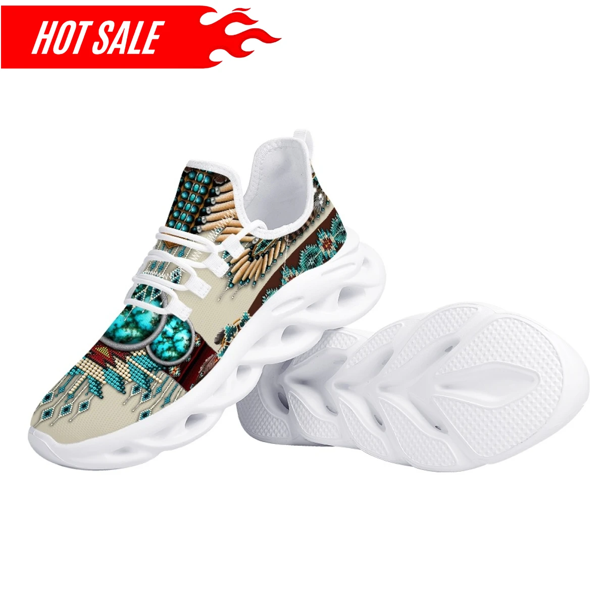 Ethnic Tribal Aztec Platform Shoes for Women Casual Mesh Shoes Dreamcatchers Print Breathable Lace up Mesh Sneakers