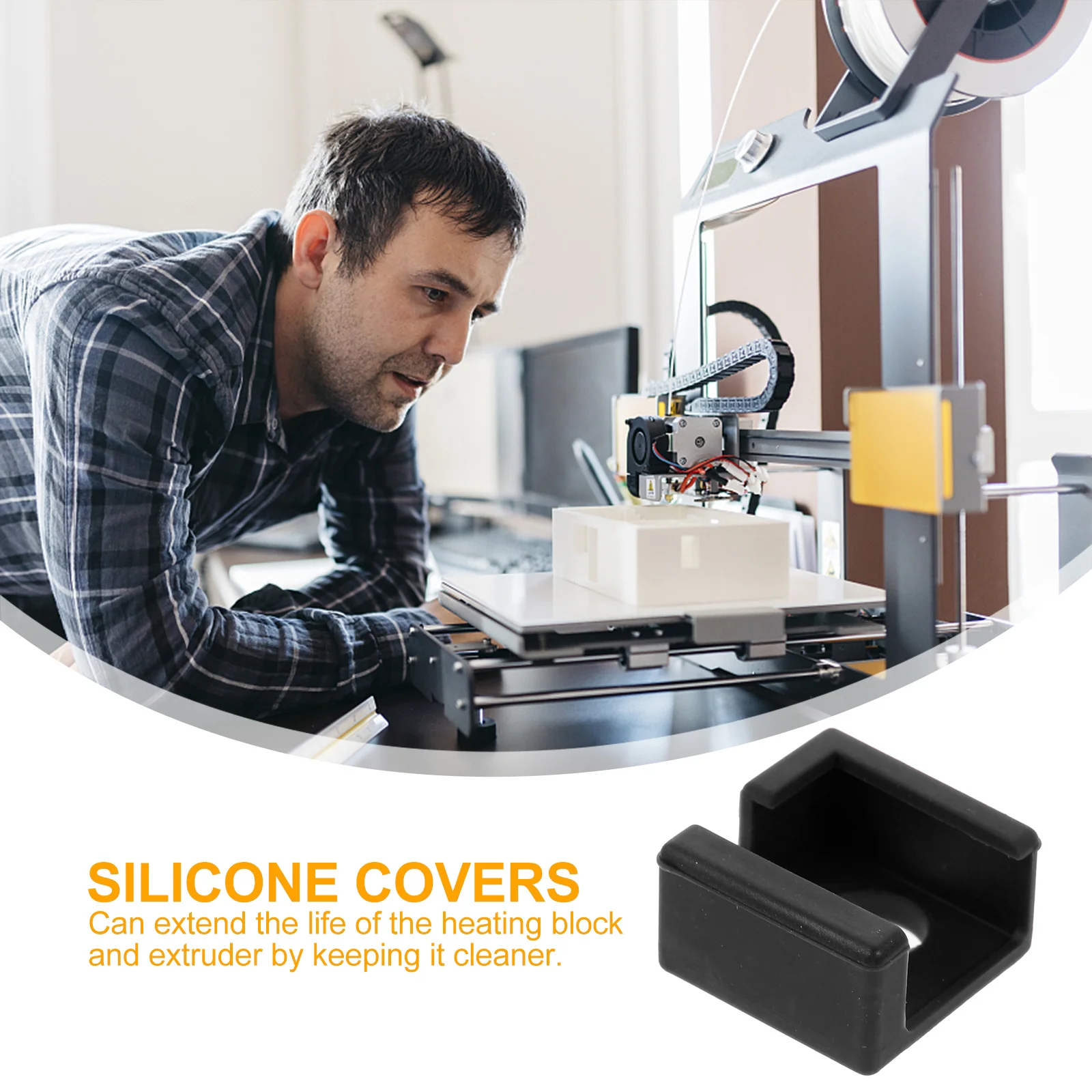 

6Pcs 3D Printer Heating Block Silicone Cover Extruder Hot End Parts Accessories for ABS Nylon High Temp Printing