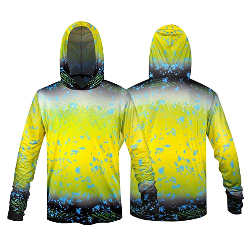 

MALFC Hood Fishing Shirt Fishing Apparel Men long sleeve fishing t shirt uv protection
