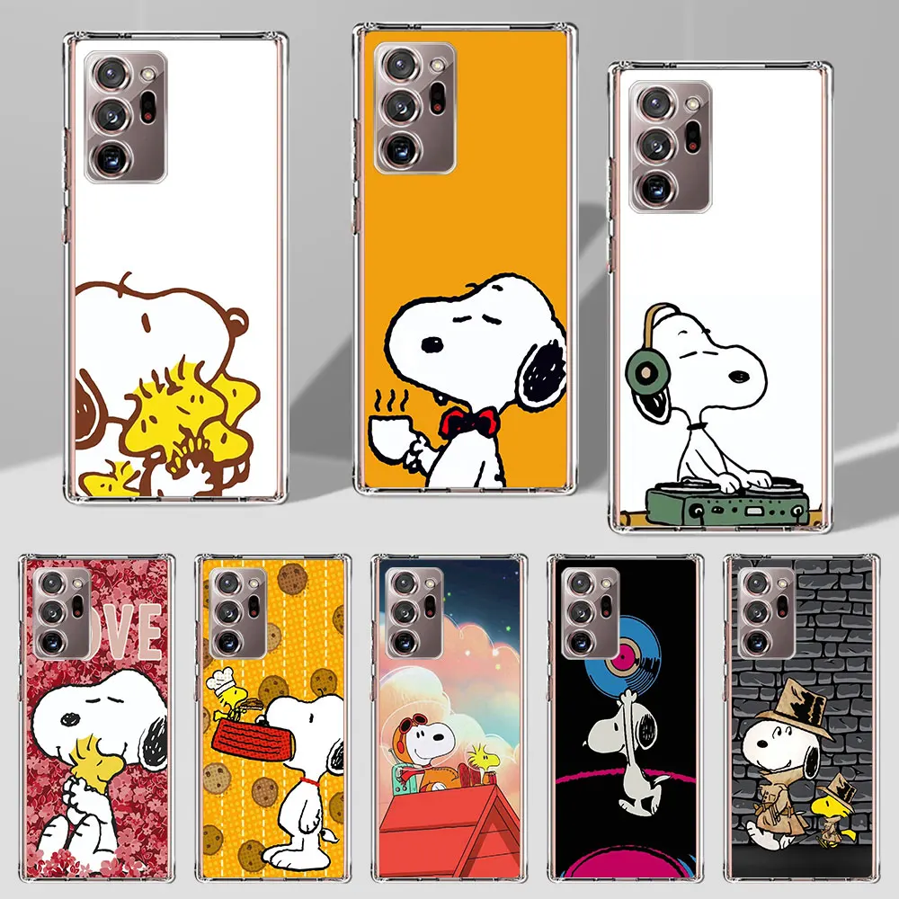 Cute Cartoon S-Snoopys Case for Samsung Galaxy Note 20 Ultra 5G 10 Plus 8 9 10 Lite Transparent Soft Phone Cover M52 J4 J6 2018