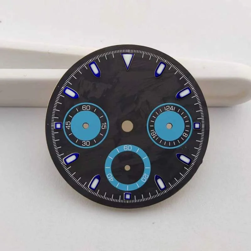 Blue Luminescent Carbon Fiber Dial Multi-Function Watch VK63 Quartz Movement High-Quality Compatible Accessory for Precision Tim