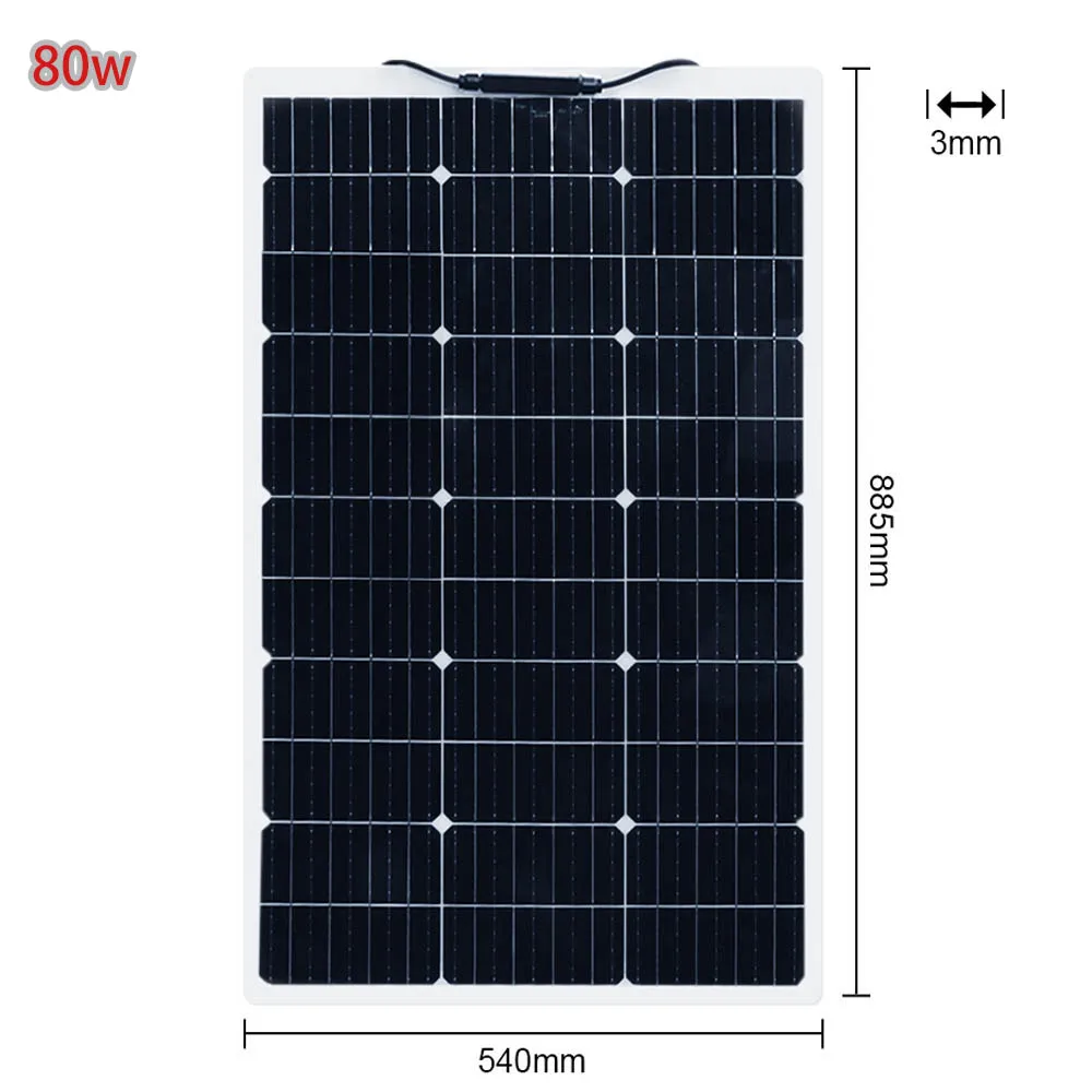 Solar Panel Kit 80W 60W 50W module Flexible Monocrystalline cell Photovoltaic Panels Solar Power Generation 12V battery charger