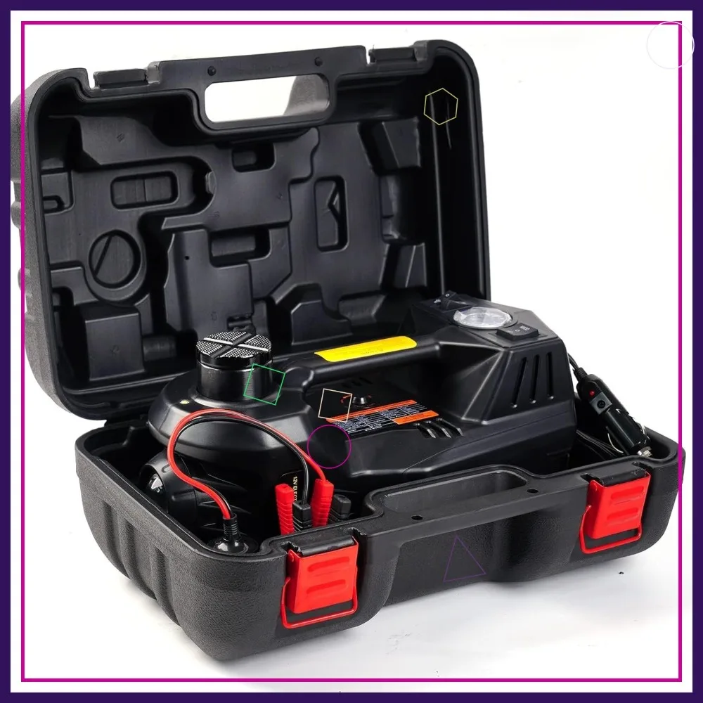 

5 Ton 12V Electric Car Jack with Inflator Pump, Portable Hydraulic Lift for SUV Sedan MPV Tire Change, LED Light