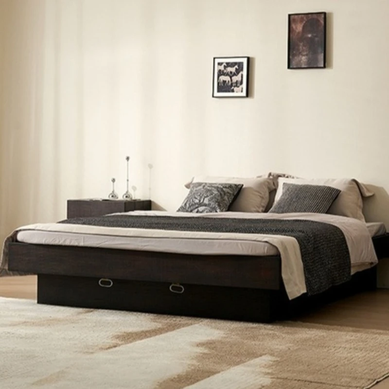 Marcos De Cama Retro creativos De estilo nórdico, Tatami moderno De madera maciza, Bases De Cama King, muebles De dormitorio, Cama De Casal FYBB