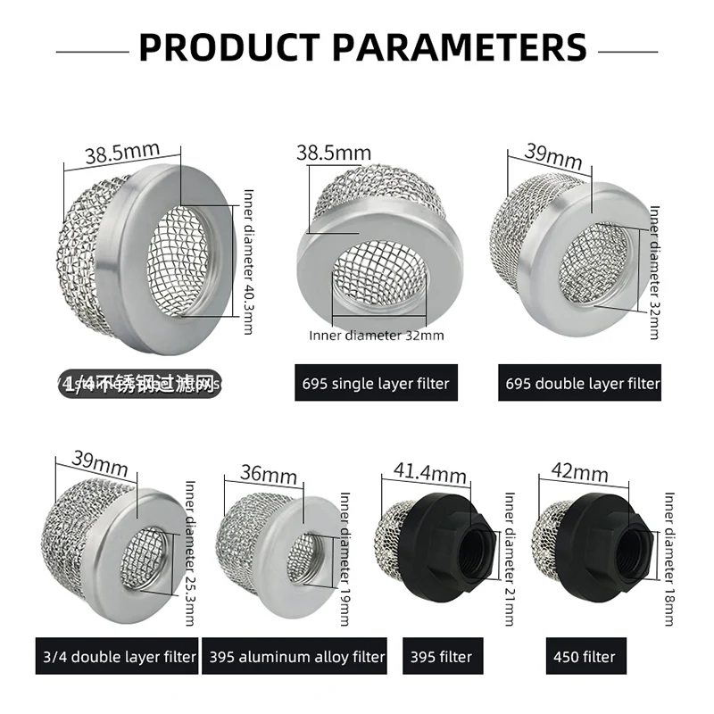 Sprayer Paint Strainer 695 795 3900  390 395 495 595 Airless Spray Gun Filter 695 9495 287032 218133 Airless Sprayer Accessories