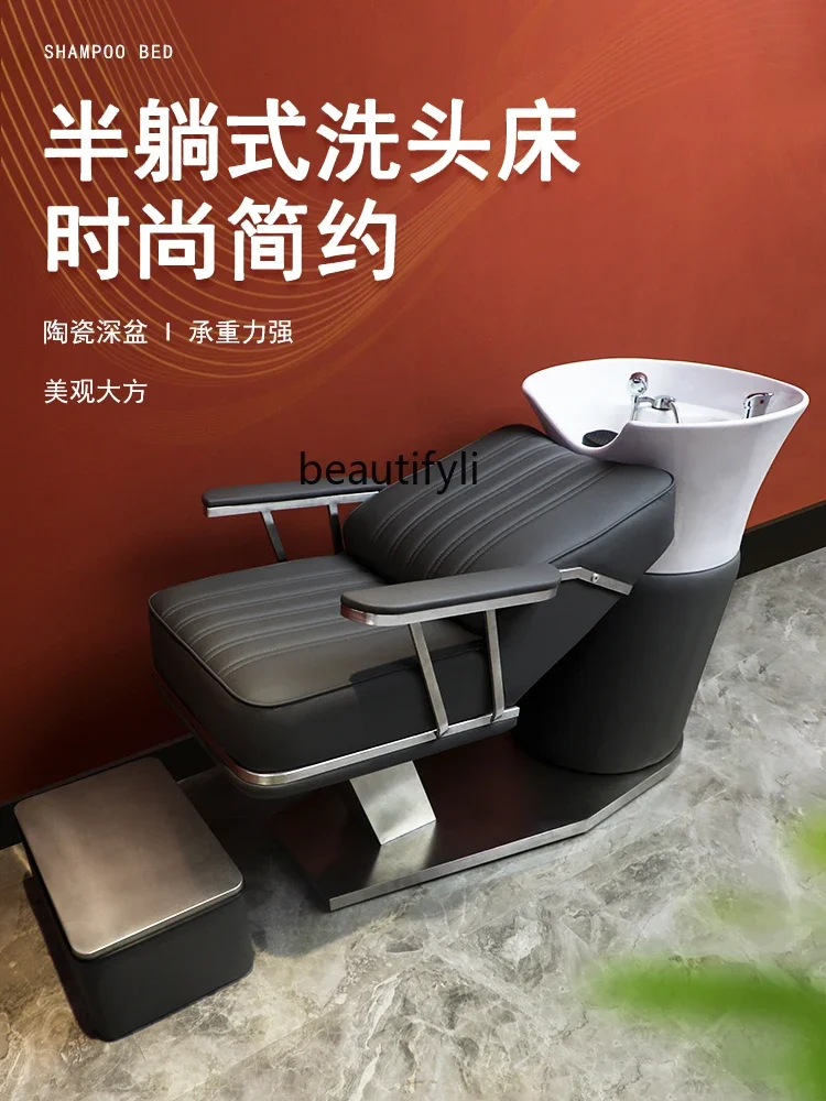 newShampoo Sedia Rimbalzo Spugna Sdraiata Mezzo Parrucchiere Bacino in ceramica Letto per sciacquone Parrucchiere Taglio di c