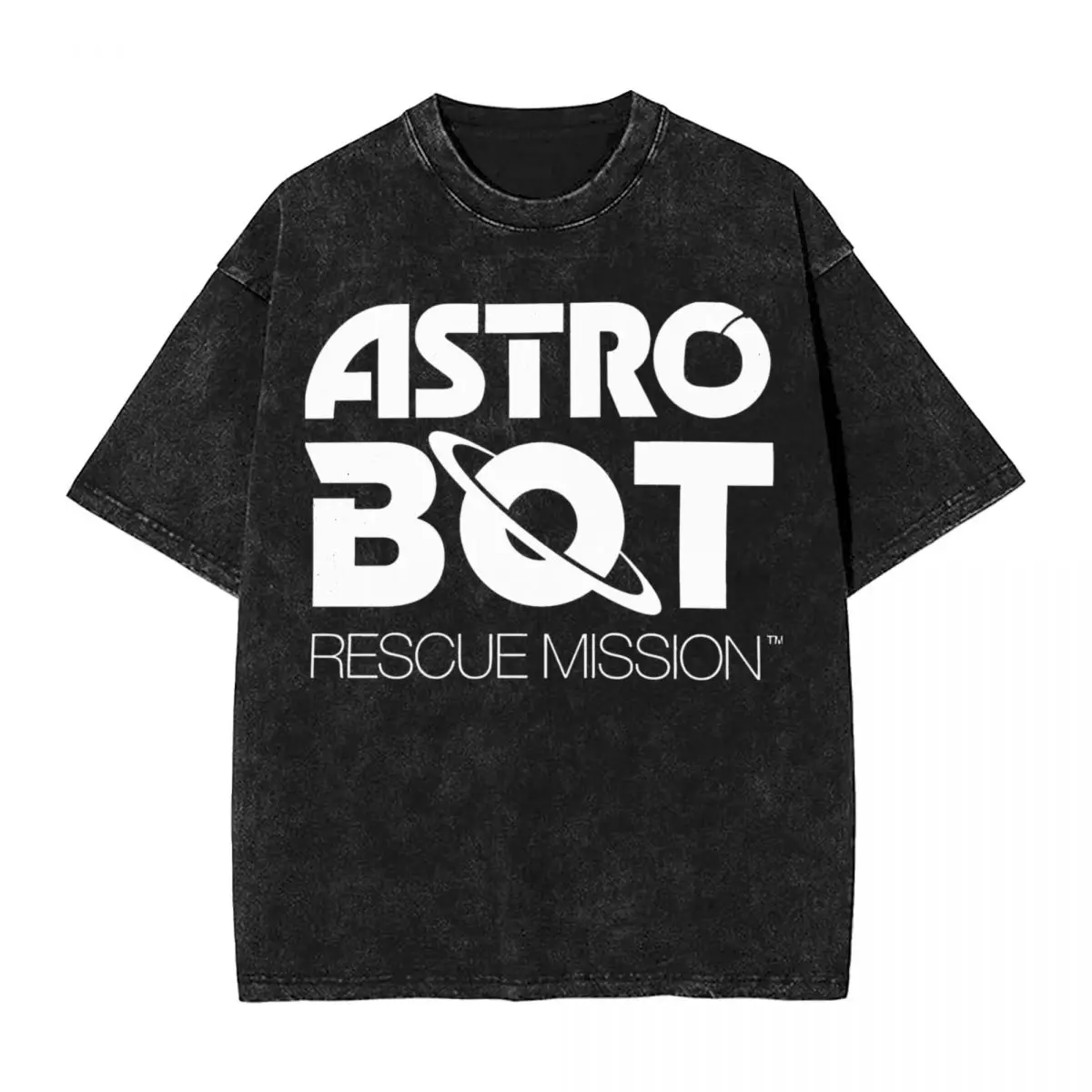 ASTRO BOT Rescue Mission WHITE LOGO Washed T Shirt Men Vintage Cotton T Shirts Summer O-Neck Harajuku Tees Design Oversize Tees