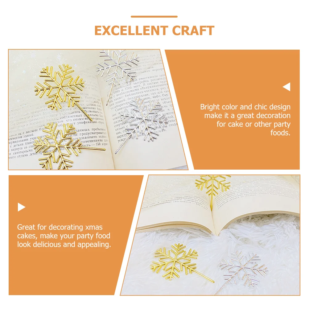 

40Pcs Cupcake Picks Snowflake Theme Cake Toppers for Christmas Cake Decoration Party Food Accessories Festive Decor