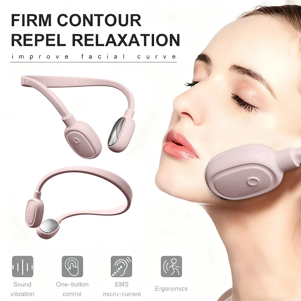 رافع الوجه الكهربائي على شكل حرف V EMS مدلك الوجه حزام مزيل الذقن المزدوجة التيارات الدقيقة للوجه التخسيس الجلد ثبات جهاز الجمال #2