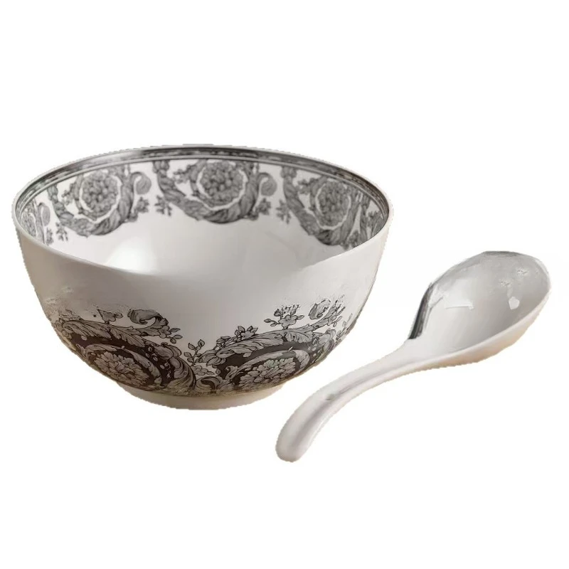 

European Retro Grey Series Bowls 32 Heads Set Plates and Bowls Tableware for Home Use