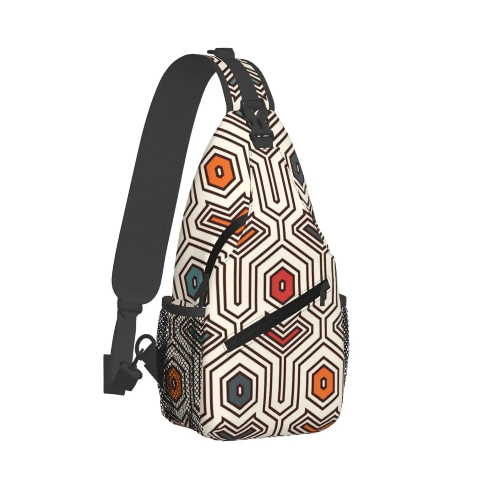 African Ethnic Geometric Pattern Sling Backpack Chest Bag Waterproof Crossbody Travel Hiking Daypack for Women Men Shoulder Bag