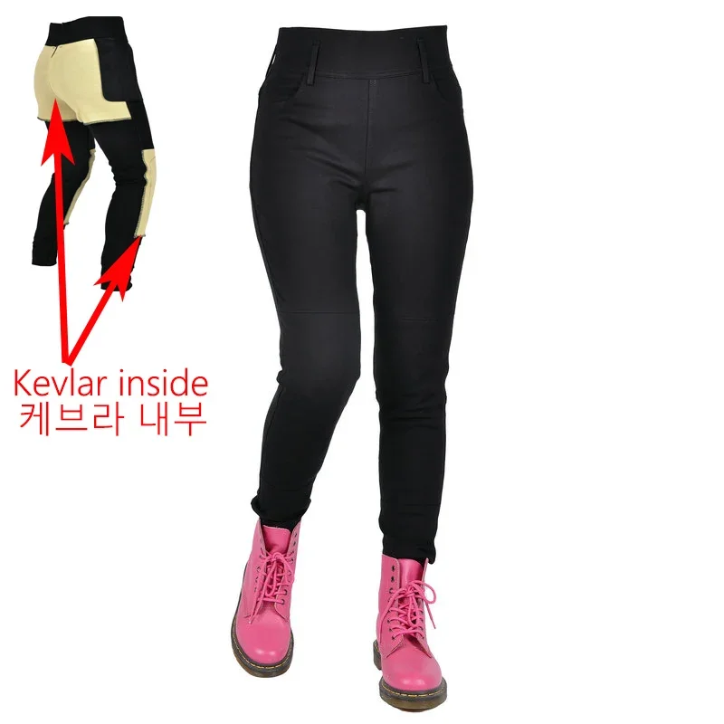 

Female Knight Elastic Motorcycle Women Jeans Kevlar Inside High Waist Sexy Racing Road Rider Four Seasons Casual Fashion Pants