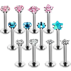 CZ Star Heart Monroe Labret  Tragus Lip Lobe Cartlidge Body Piercing Jewellery