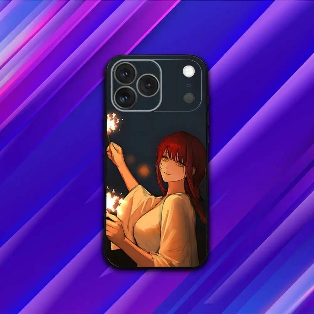 حافظة هاتف M-MakimaS أنيمي لهاتف آيفون 17,16,15,14,13,12,11,Pro,Max,Plus,X,XS,SE4,E,Mini,Soft Black Case