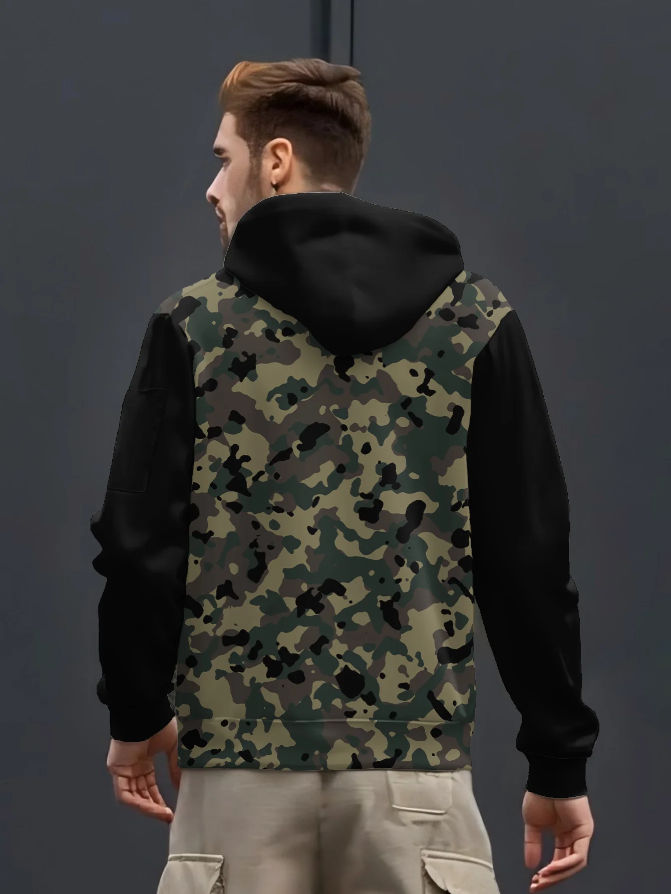 

Мужская толстовка с камуфляжным принтом, модная повседневная верхняя одежда с камуфляжным узором и рукавами, модная одежда для повседневной носки