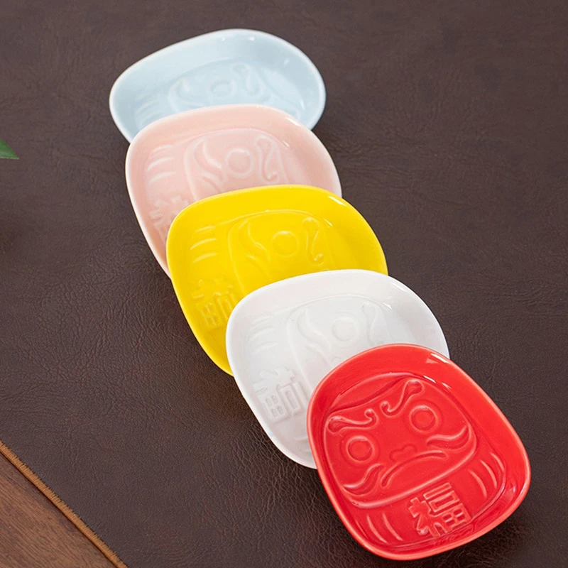Home Desk Decor Japanese Ceramic Daruma Sauce Dish Seasoning Dish Small Plate Cone Incense Tray Cone Insences Burner Holder view 5