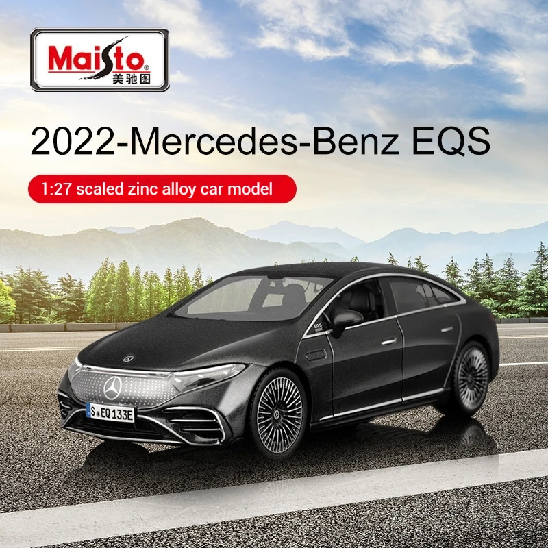 Maisto 1:27 Mercedes Benz Eqs Blue Grey New Energy Vehicle Simulation Alloy Car Model Decoration Enthusiasts Collect Car Model