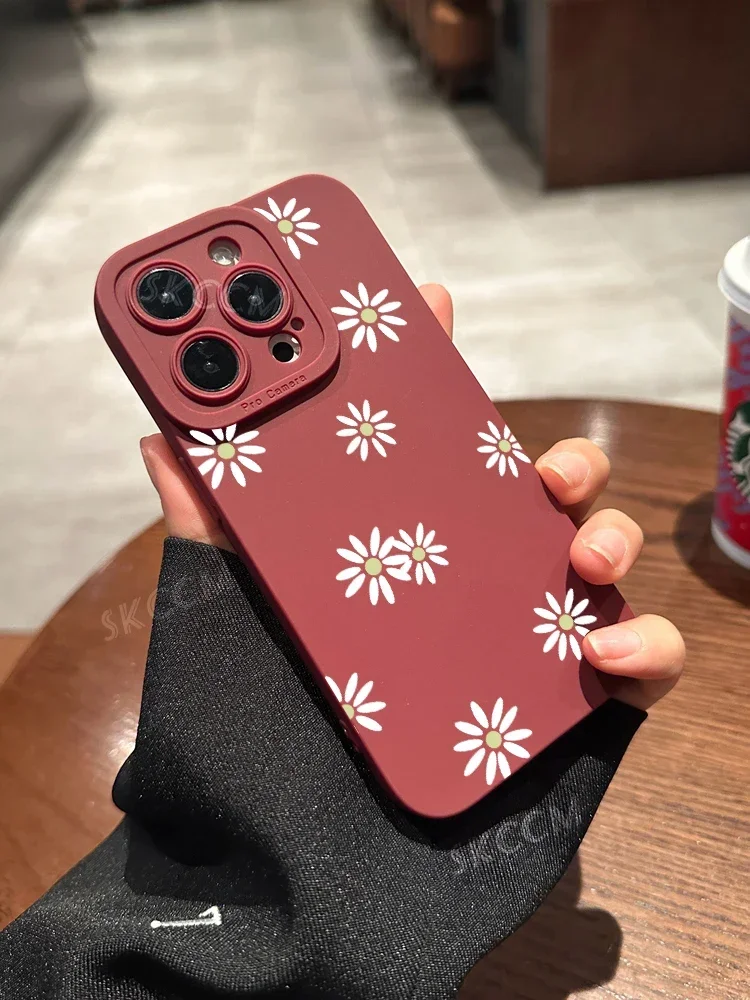 جراب هاتف بابونج عادي ، غطاء مصد سيليكون لين ، لون الحلوى ، آيفون 11 ، 12 ، 13 ، 14 ، 15 برو ماكس ، ميني ، XS ، X ، XR ، 7 ، 8 بلس