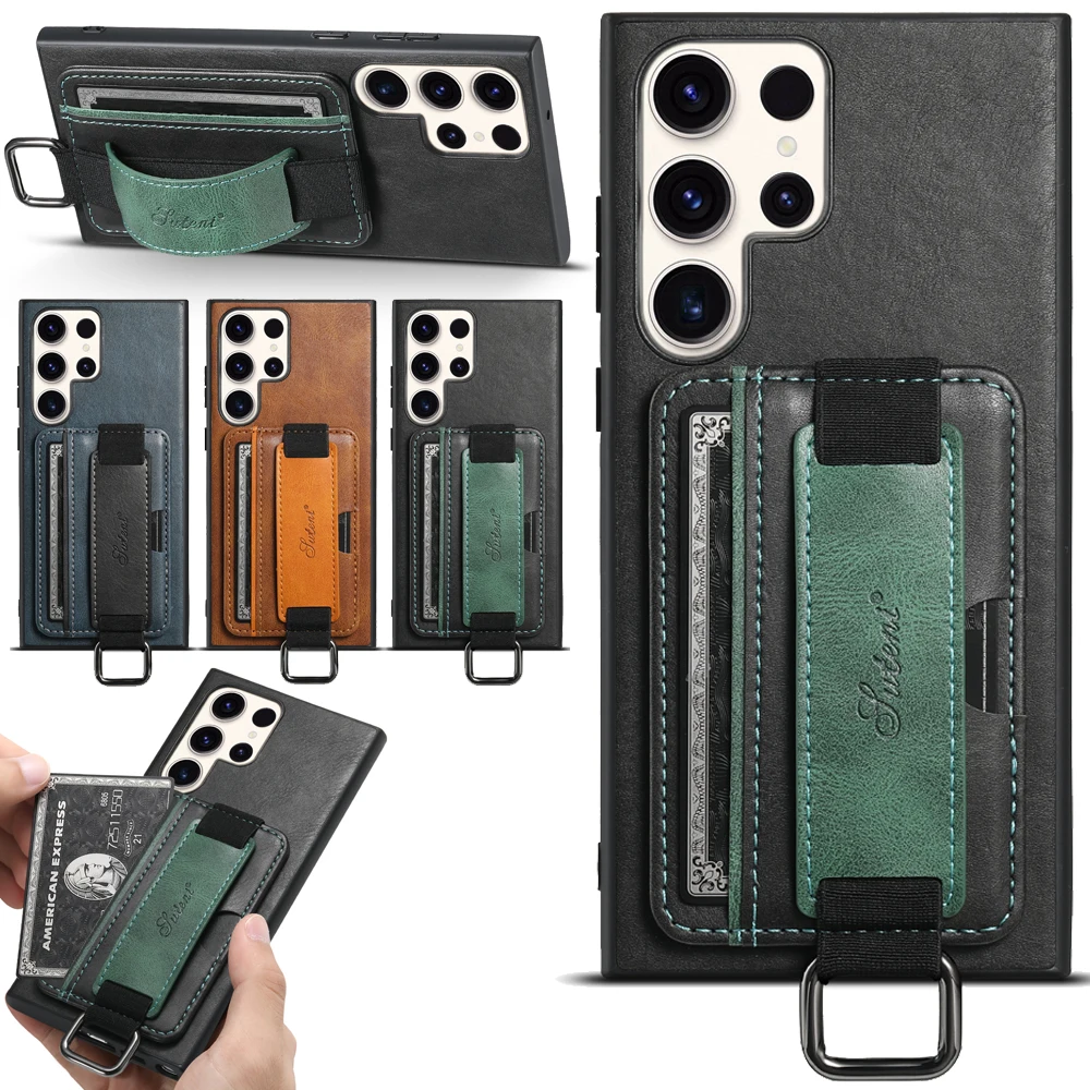 SUTENI Leather Wallet Phone Case For Samsung Galaxy S24 S23 S22 FE A53 A54 A14 A13 Note20 Utlra Card Slot Holder Cover