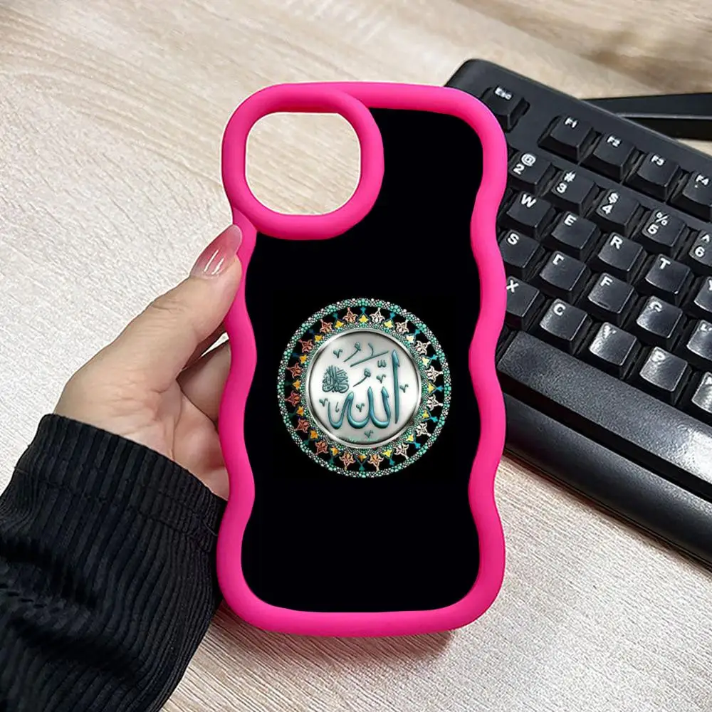 

Чехол Subhan Allah для iPhone 17 16 15 14 13 12 11 Air Pro Max Plus с волнистым краем, из ТПУ, цветной, роскошный