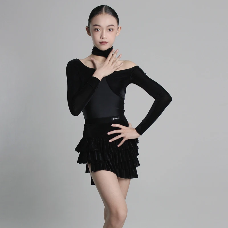 Ropa de baile de Samba Rumba para niñas, vestidos de competición de baile latino, trajes de baile de salón de Salsa para niños XS10541