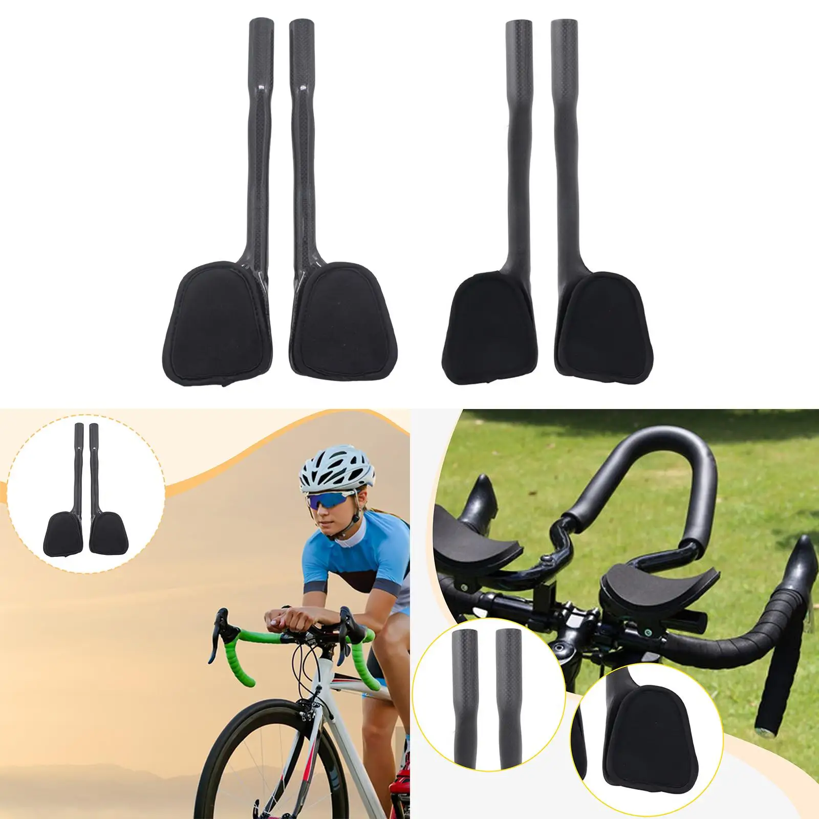 

Triathlon Bicycle Rest Handlebar Bike Aerobar for 31.8mm Handlebars Carbon Fiber Sponge Cushion Bike Rest Handle Bar