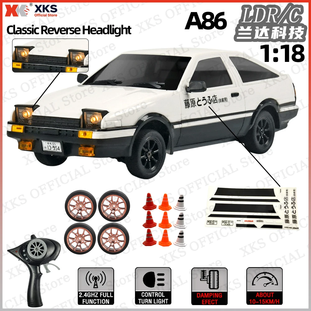 

XKS LDRC AE86 Model 1/18 Mini RWD RC Car Drift Racing 2.4Ghz Anti-Interference with LED Lights Electric RC Toy Gift for Children