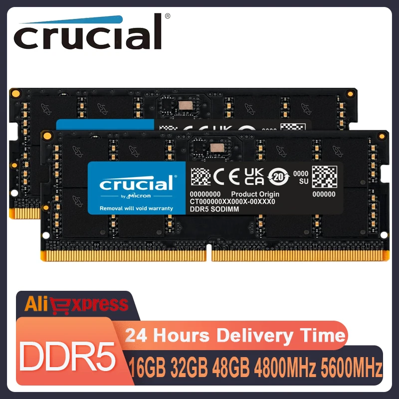 New Crucial RAM DDR5 5600MHz 16GB 32GB DDR4 3200mhz 8GB 16GB 32GB CL40 Laptop Memory Original 16G 32G SODIMM Notebook Aptop Ram