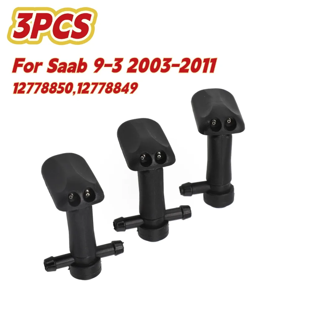 3pcs Car Windshield Wiper Water Spray Nozzle For Saab 9-3 2003-2011 12778850,12778849 Water Jet Nozzles