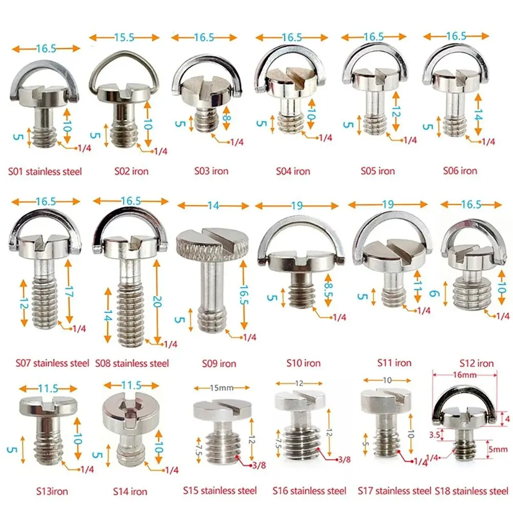 1Pcs For Tripod Monopod Ballhead Camera Mount Screw Camera Fixed Photography Accessories Plate Adapter Screw Dslr Photo 1/4 Inch