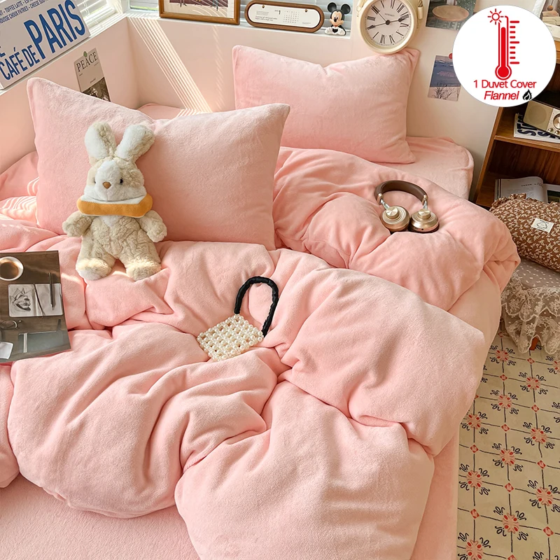 

Solid Color Flannel Duvet Cover 1Piece– Warm Soft Comfort Cover, Fade-Resistant Breathable Durable, Machine Washable Quilt Cover