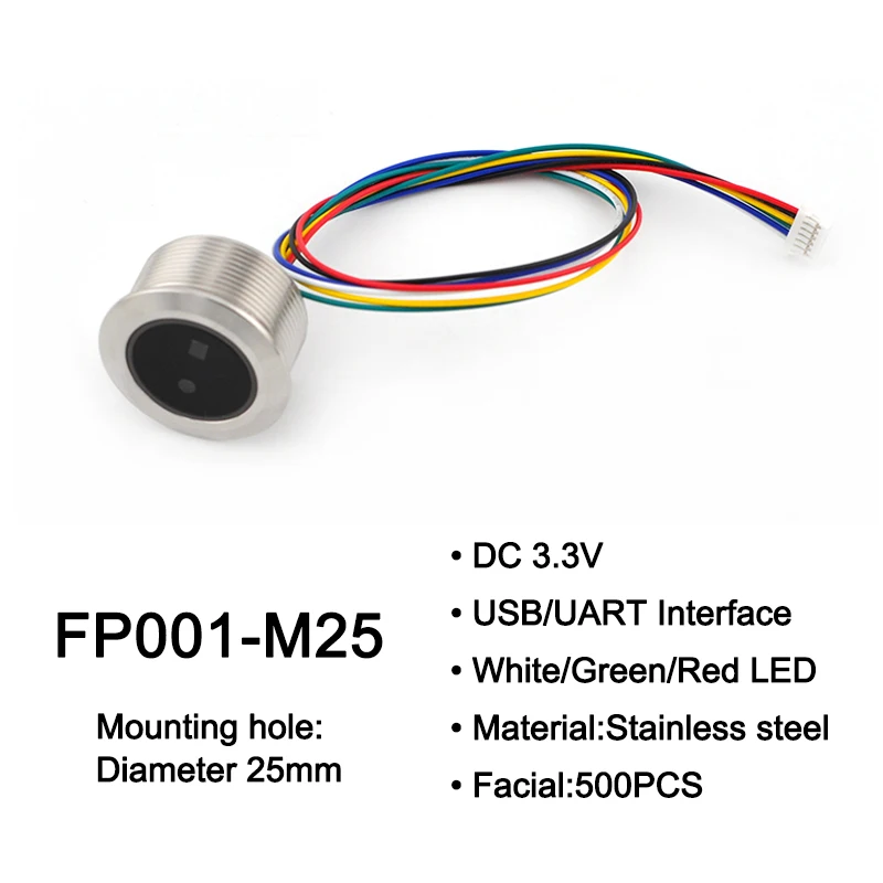 FP001-M25 DC3.3V 500 Face Capacity UART USB Facial Recognition Module Single Lens Scanner With Round Indicator Light For Arduino view 2