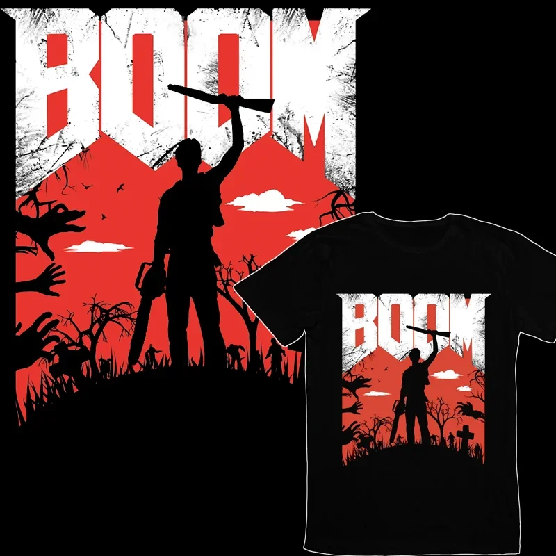 This is my Boomstick Classic Men cotton T-Shirt Boom Doom Evil Death Space Marine Demon Apocalyptic Games Tops  Ash Williams Tee