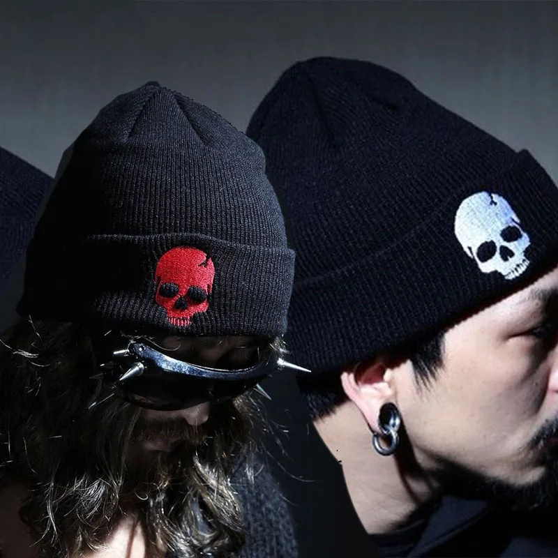 Men Women Fashion Casual Knitted Hip Hop Hat Halloween Skull Prints Winter Punk Beanie Cap for Daily Street Wear Y2k Accessories