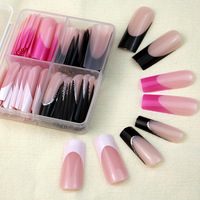 96Pcs Upgraded Version Glossy Press-On Nail Set - Mixed Colors, Long Ballet False Nails Reusable Four Square Nail, for Women's