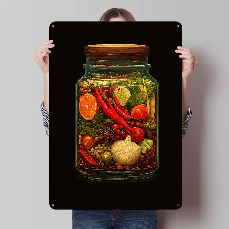 Pickled Spices in a Jar Printing Poster Customized Retro Wall Art Vintage Metal Signs for Room Decoration Home Decorations House