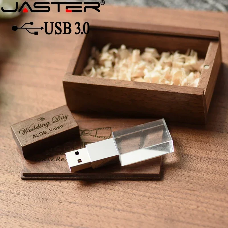 JASTER USB 3.0 High Speed Crystal Wooden128GB Wedding Gift Flash Drive 32GB Pen Drive Premium Gift 64GB USB Stick Memory Card