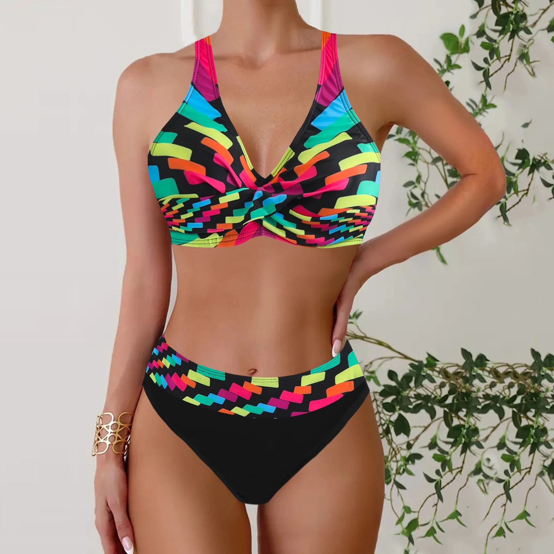 

Two-piece Bikini Swimsuit for Women Summer Sexy Tankini Patchwork Multi-Color Sexy Bikini Vacation Swimsuit Summer Beachwear