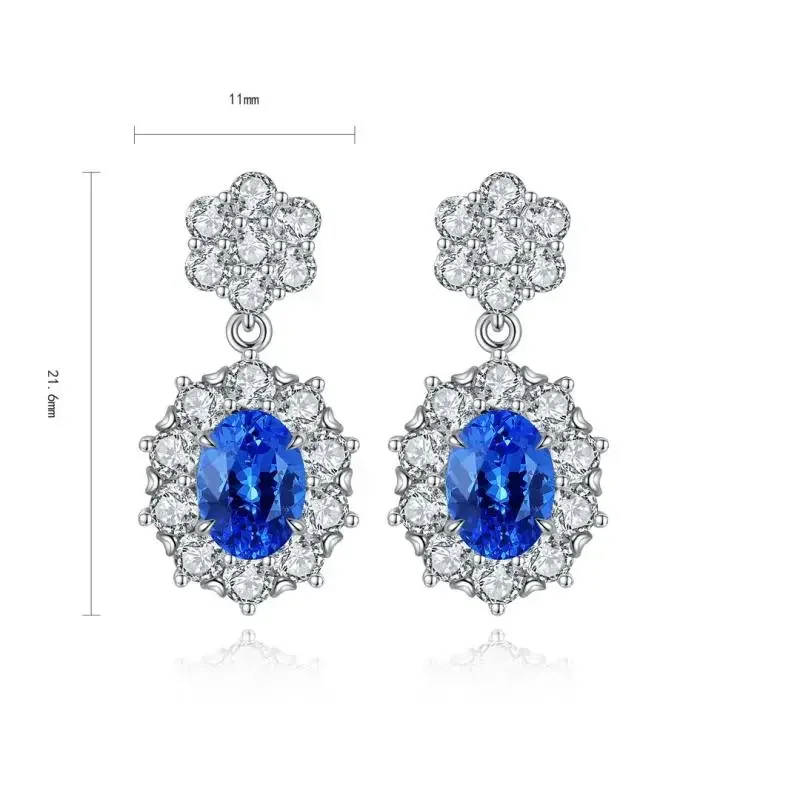 RUIF 2024 Hot Sale S925 Silver  Oval Shape Lab Grown Cobalt Spinel Earrings Jewelry Engagement Women