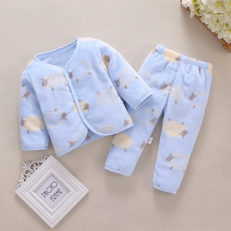 Cute Baby Clothes 3-24 Months Infant Girl Clothing Set Flannel Long Sleeve Hooded Top+Pant Winter Warm Outfit for Toddler Girl