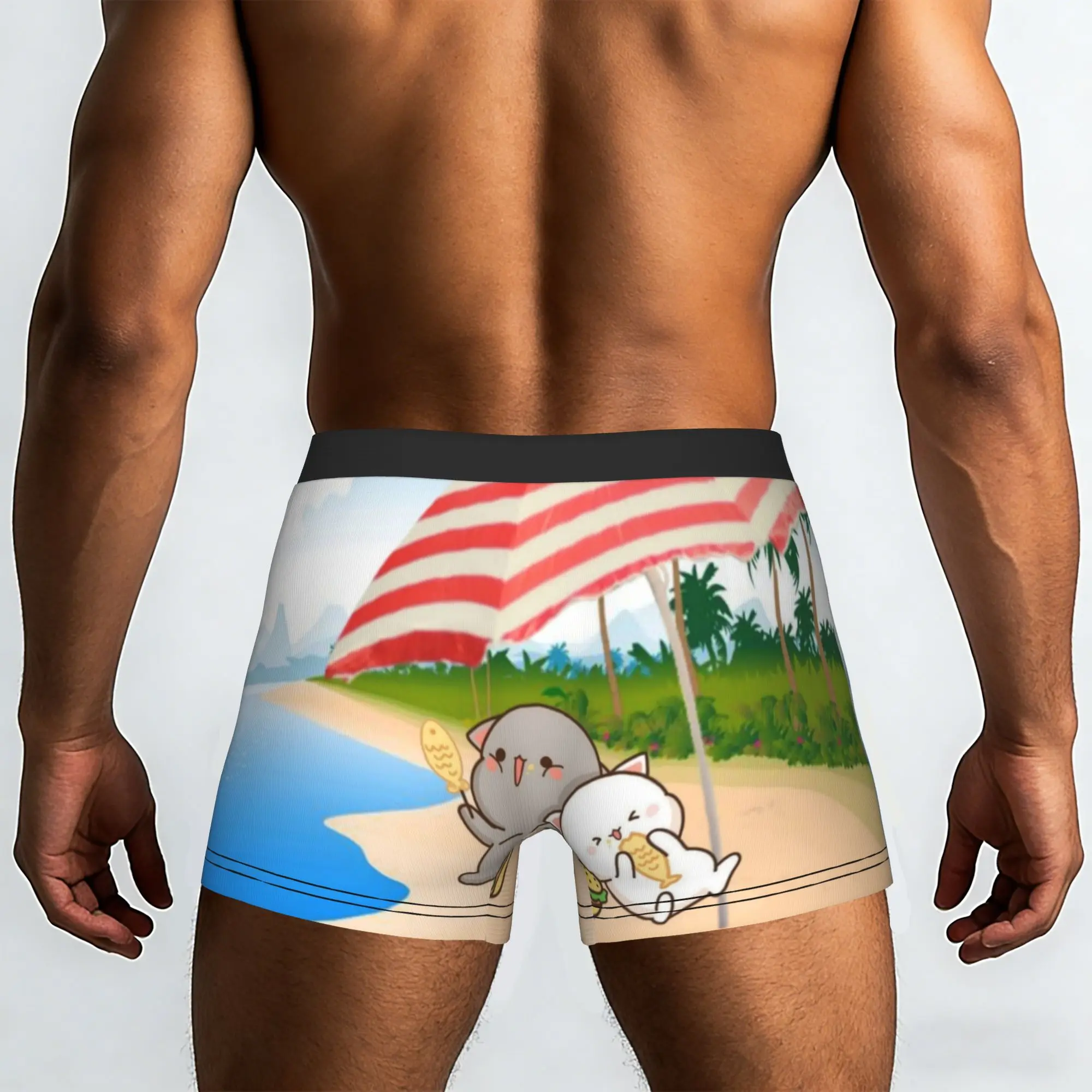 Customized Male Novelty Peach And Goma Mochi Cat Underwear  Boxer Briefs Stretch Shorts Panties Underpants